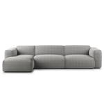 Hoekbank HUDSON 3-zits met chaise longue Bouclé Stof Bony: Grijs - Breedte: 317 cm - Longchair vooraanzicht links