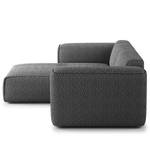 Ecksofa HUDSON 1,5-Sitzer mit Longchair Bouclé Stoff Bony: Anthrazit - Longchair davorstehend links