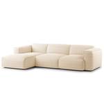 Hoekbank HUDSON 3-zits met chaise longue Bouclé Stof Bony: Beige - Breedte: 284 cm - Longchair vooraanzicht links