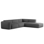 Ecksofa HUDSON 3-Sitzer mit Recamiere Bouclé Stoff Bony: Anthrazit - Longchair davorstehend rechts