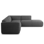 Ecksofa HUDSON 3-Sitzer mit Recamiere Bouclé Stoff Bony: Anthrazit - Longchair davorstehend rechts