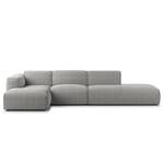 Hoekbank HUDSON met chaise longue Bouclé Stof Bony: Grijs - Longchair vooraanzicht links