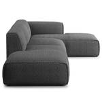 Ecksofa HUDSON mit Chaiselongue Bouclé Stoff Bony: Anthrazit - Longchair davorstehend rechts