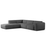 Ecksofa HUDSON 3-Sitzer mit Recamiere Bouclé Stoff Bony: Anthrazit - Longchair davorstehend links