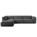 Ecksofa HUDSON 3-Sitzer mit Recamiere Bouclé Stoff Bony: Anthrazit - Longchair davorstehend links