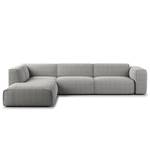 Ecksofa HUDSON 3-Sitzer mit Recamiere Bouclé Stoff Bony: Grau - Longchair davorstehend links