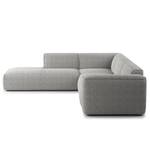 Ecksofa HUDSON 3-Sitzer mit Recamiere Bouclé Stoff Bony: Grau - Longchair davorstehend links