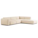 Ecksofa HUDSON 3-Sitzer mit Recamiere Bouclé Stoff Bony: Beige - Longchair davorstehend rechts