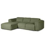 Ecksofa HUDSON 3-Sitzer mit Longchair Cordstoff Snor: Grün - Breite: 251 cm - Longchair davorstehend links