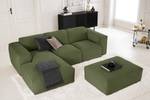 Ecksofa HUDSON 3-Sitzer mit Longchair Cordstoff Snor: Grün - Breite: 251 cm - Longchair davorstehend links