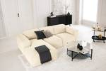 Ecksofa HUDSON 3-Sitzer mit Longchair Cordstoff Snor: Beige - Breite: 251 cm - Longchair davorstehend links