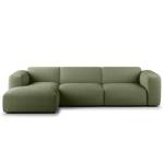 Hoekbank HUDSON 3-zits met chaise longue Corduroy Snor: Groen - Breedte: 284 cm - Longchair vooraanzicht links