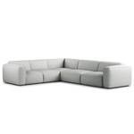 Ecksofa HUDSON mit Rundecke Cordstoff Snor: Grau - Ecke davorstehend links