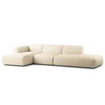 Hoekbank HUDSON met chaise longue Corduroy Snor: Beige - Longchair vooraanzicht links