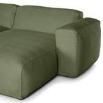 Hoekbank HUDSON met chaise longue Corduroy Snor: Groen - Longchair vooraanzicht rechts