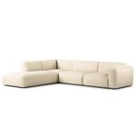 Ecksofa HUDSON 3-Sitzer mit Recamiere Cordstoff Snor: Beige - Longchair davorstehend links