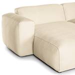 Wohnlandschaft HUDSON Cordstoff Snor: Beige - Longchair davorstehend links / Ottomane rechts