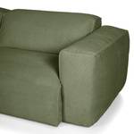 Hoekbank HUDSON 3-zits met recamiere Corduroy Snor: Groen - Longchair vooraanzicht links