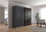 Armoire à portes coulissantes Quadra IV Imitation chêne noir / Gris métallique - Largeur : 226 cm