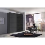 Armoire à portes coulissantes Quadra IV Imitation chêne noir / Gris métallique - Largeur : 181 cm