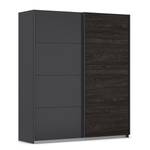 Armoire à portes coulissantes Quadra IV Imitation chêne noir / Gris métallique - Largeur : 181 cm