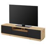 Meuble TV Kaditz Noir mat / Imitation chêne - Largeur : 200 cm