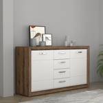 Sideboard Lumbfoot Hochglanz Weiß / Schlammeiche Dekor