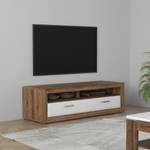 Tv-meubel Lumbfoot hoogglans wit/modderkleurige eikenhouten look