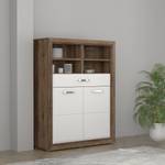 Buffet haut Lumbfoot I Blanc brillant / Imitation chêne