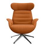 Relaxfauteuil LESO Geweven stof Saia: Roest - Chroomkleurig glanzend - Zonder hocker