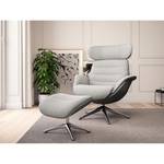 Relaxfauteuil LESO Geweven stof Saia: Lichtgrijs - Chroomkleurig glanzend - Zonder hocker