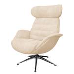 Relaxsessel LESO Bouclé Stoff Bony: Beige - Chrom glänzend - Ohne Hocker