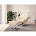 Relaxsessel LESO Bouclé Stoff Bony: Beige - Chrom glänzend - Ohne Hocker