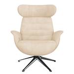 Relaxfauteuil LESO Bouclé Stof Bony: Beige - Chroomkleurig glanzend - Zonder hocker