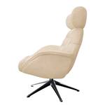 Relaxfauteuil LESO Bouclé Stof Bony: Beige - Chroomkleurig glanzend - Zonder hocker