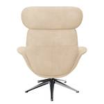 Relaxfauteuil LESO Bouclé Stof Bony: Beige - Chroomkleurig glanzend - Zonder hocker