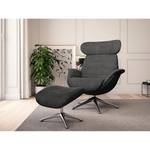 Relaxfauteuil LESO Bouclé Stof Bony: Antracietkleurig - Chroomkleurig glanzend - Zonder hocker