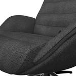 Relaxfauteuil LESO Bouclé Stof Bony: Antracietkleurig - Chroomkleurig glanzend - Zonder hocker