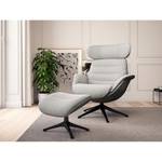 Relaxfauteuil LESO Geweven stof Saia: Lichtgrijs - Zwart - Zonder hocker