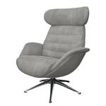 Relaxfauteuil LESO Bouclé Stof Bony: Grijs - Chroomkleurig glanzend - Zonder hocker