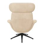 Relaxfauteuil LESO Bouclé Stof Bony: Beige - Zwart - Zonder hocker