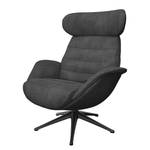 Relaxfauteuil LESO Bouclé Stof Bony: Antracietkleurig - Zwart - Zonder hocker