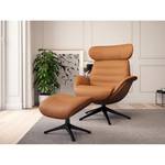 Relaxfauteuil LESO Leer Danbi: Cognac - Zwart - Zonder hocker