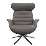 Relaxfauteuil LESO Leer Danbi: Bruin - Chroomkleurig glanzend - Zonder hocker