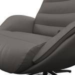 Relaxfauteuil LESO Leer Danbi: Bruin - Chroomkleurig glanzend - Zonder hocker