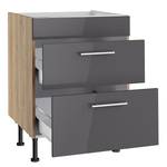 Kookplaatkast OPTIkomfort II Antracietkleurig/Wildeikenhouten - Breedte: 60 cm