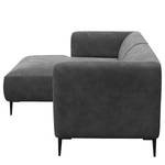 Ecksofa DUNKELD 1,5-Sitzer mit Longchair Samt Shyla: Grau - Longchair davorstehend links