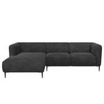 Ecksofa DUNKELD 2,5-Sitzer mit Longchair Bouclé Stoff Bony: Anthrazit - Longchair davorstehend links