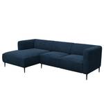 Ecksofa DUNKELD 2,5-Sitzer mit Longchair Samt Shyla: Dunkelblau - Longchair davorstehend links