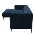 Ecksofa DUNKELD 2,5-Sitzer mit Longchair Samt Shyla: Dunkelblau - Longchair davorstehend links